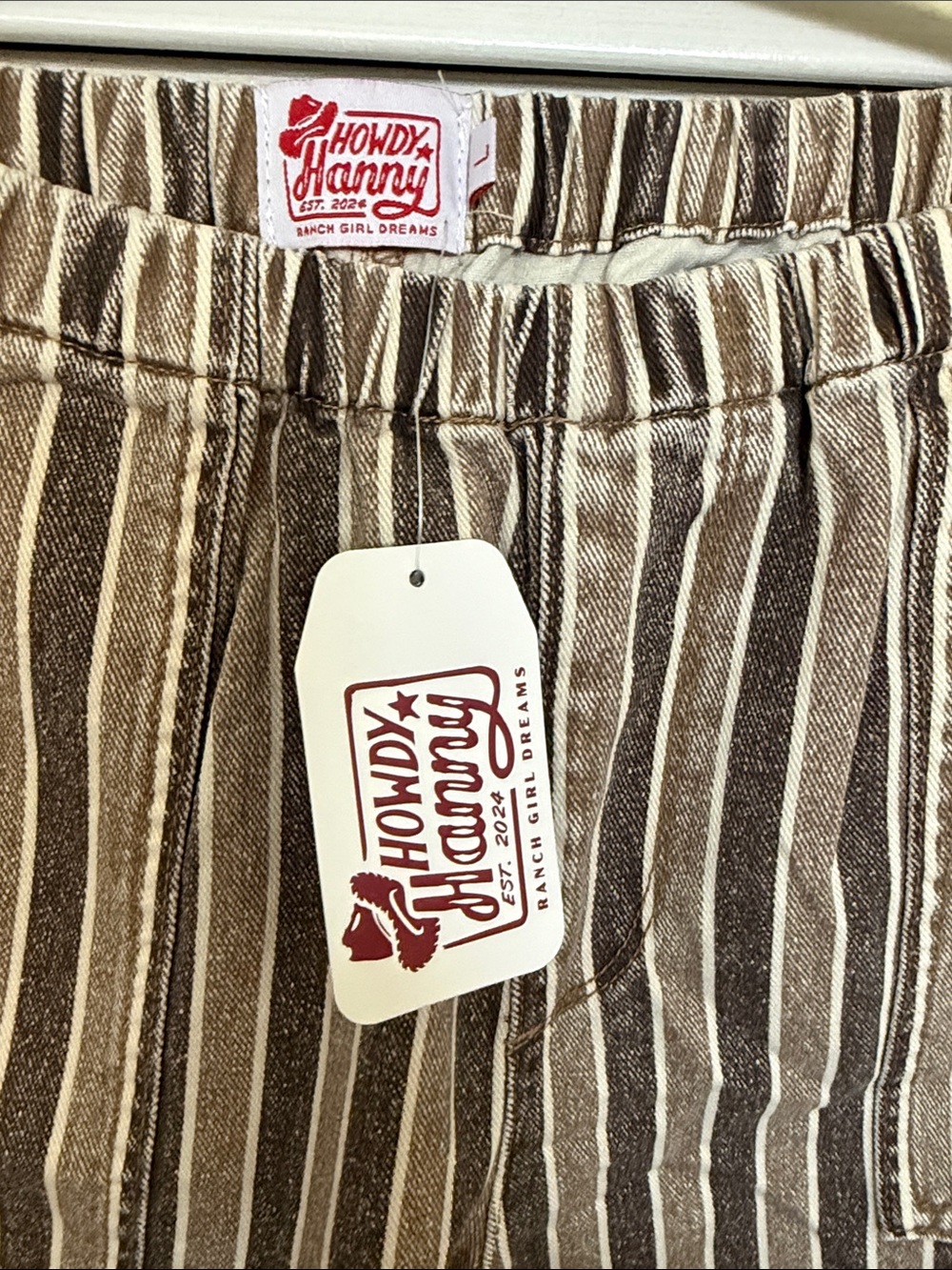 Howdy Hanny Brown & Cream Striped Boot Cut Pants - Picture 5 of 6